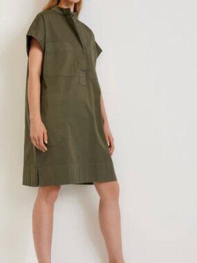 Everlane The Easy Workwear Dress Olive Green Cargo Size Large